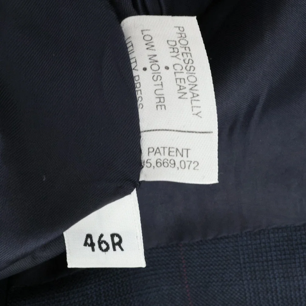 Hart Schaffner Marx Sport Coat Mens 46R Blue Plaid Wool Jacket Lined Career - Picture 4 of 16